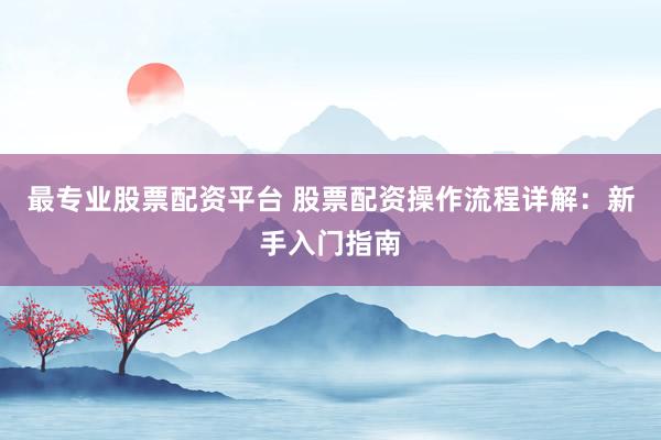 最专业股票配资平台 股票配资操作流程详解：新手入门指南