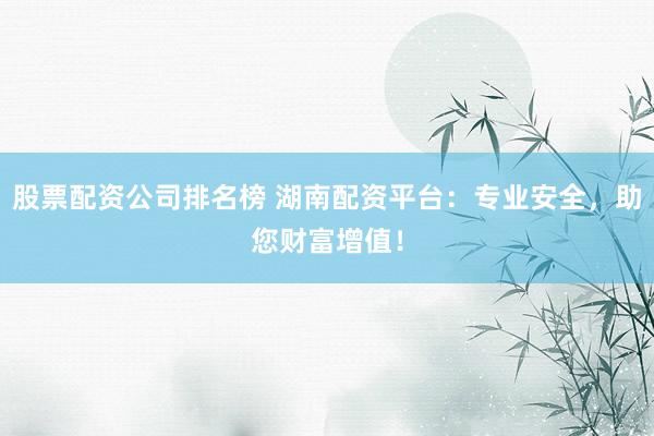 股票配资公司排名榜 湖南配资平台：专业安全，助您财富增值！