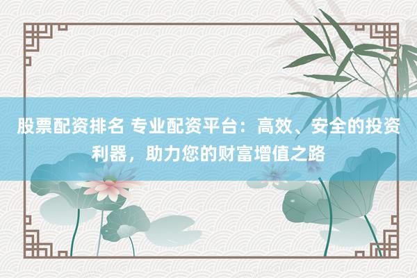 股票配资排名 专业配资平台：高效、安全的投资利器，助力您的财富增值之路
