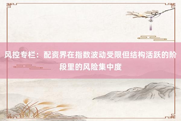 风控专栏：配资界在指数波动受限但结构活跃的阶段里的风险集中度