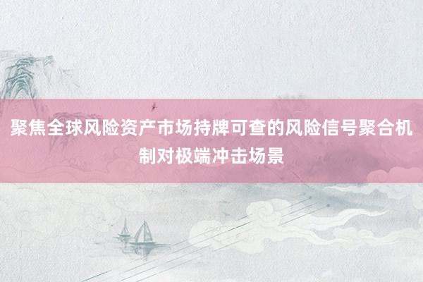 聚焦全球风险资产市场持牌可查的风险信号聚合机制对极端冲击场景