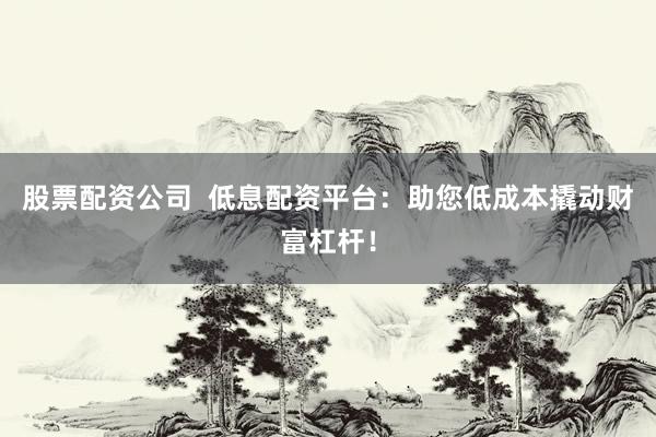 股票配资公司  低息配资平台：助您低成本撬动财富杠杆！