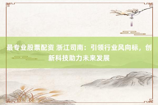 最专业股票配资 浙江司南：引领行业风向标，创新科技助力未来发展